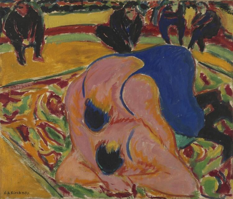 Order Art Reproductions Wrestlers in a Circus by Ernst Ludwig Kirchner (1880-1938, Germany) | ArtsDot.com