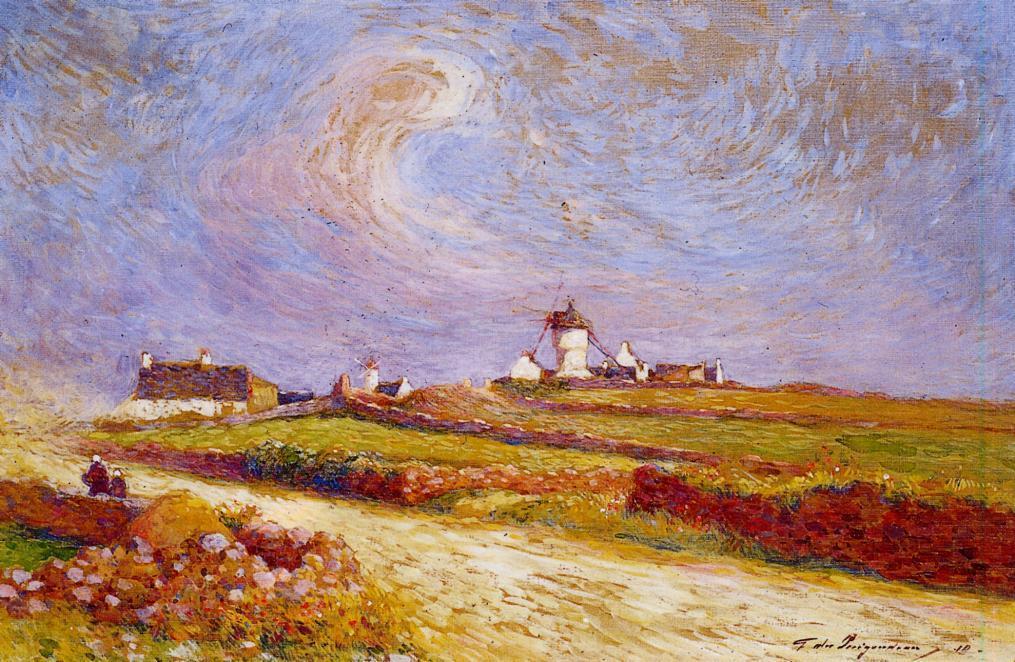 Buy Museum Art Reproductions Countryside with Windmill, near Batz by Ferdinand Du Puigaudeau (1864-1930, France) | ArtsDot.com