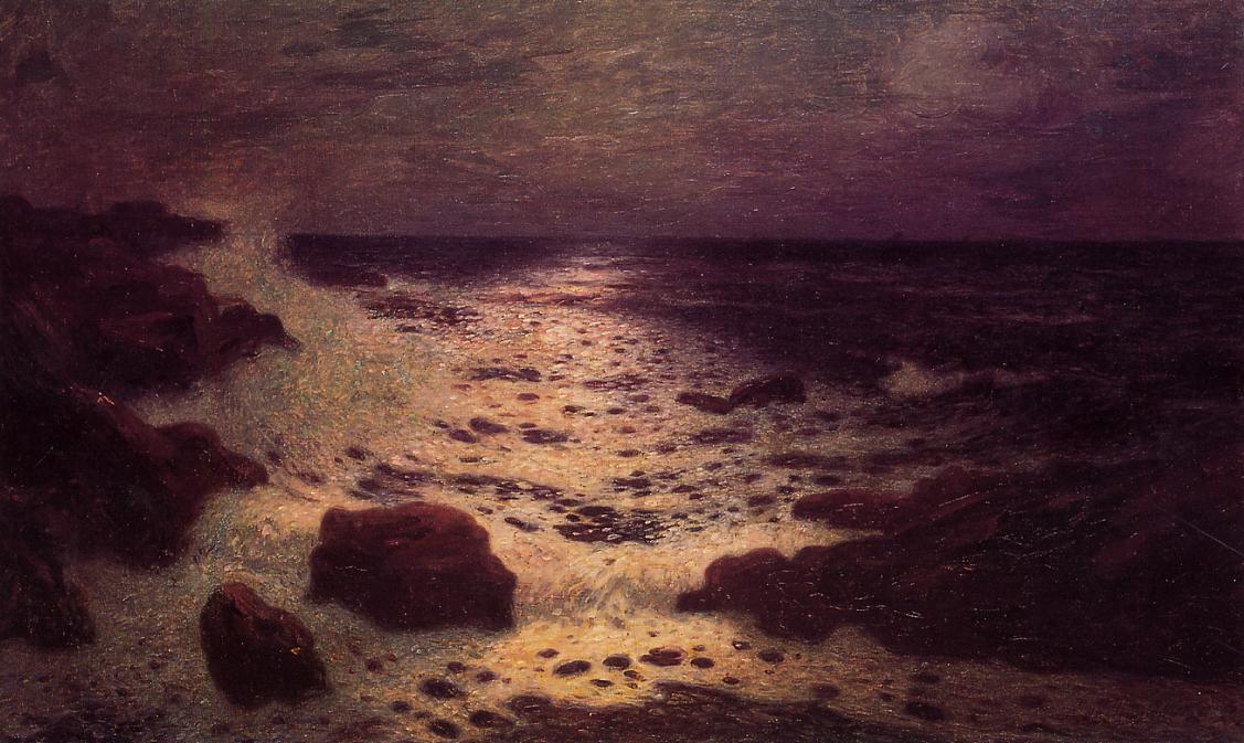 Order Art Reproductions Moonlight on the Sea and the Rocks by Ferdinand Du Puigaudeau (1864-1930, France) | ArtsDot.com