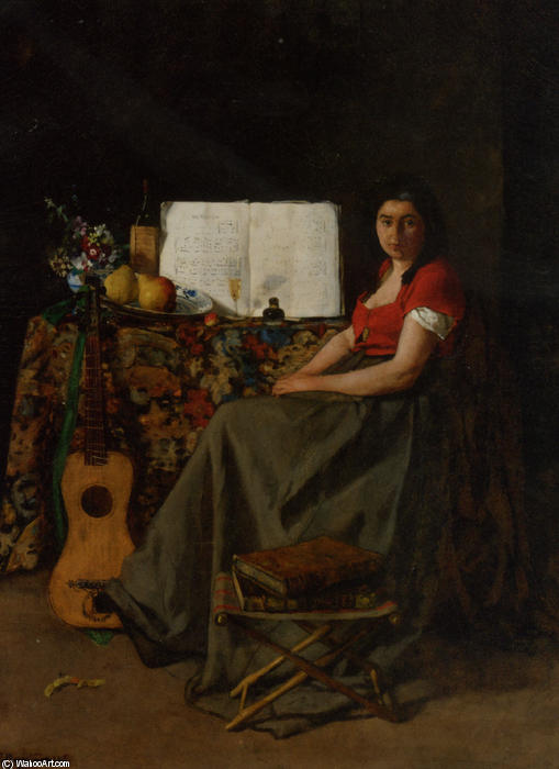 Order Oil Painting Replica The Guitar Player by Ferdinand Victor Léon Roybet (1840-1920) | ArtsDot.com