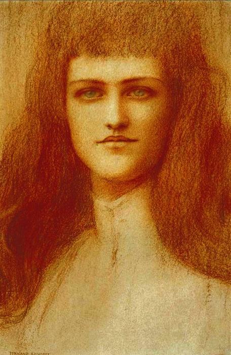 Order Paintings Reproductions Head of a young English Girl by Fernand Edmond Jean Marie Khnopff (1858-1921, Belgium) | ArtsDot.com