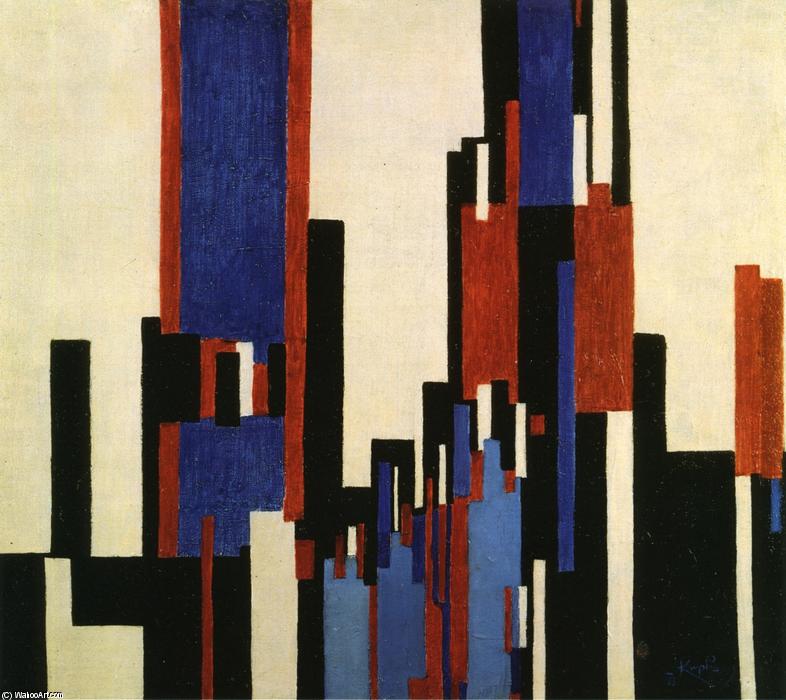 Order Oil Painting Replica Vertical Plains Blue and Red, 1913 by Frantisek Kupka (Inspired By) (1871-1957, Czech Republic) | ArtsDot.com