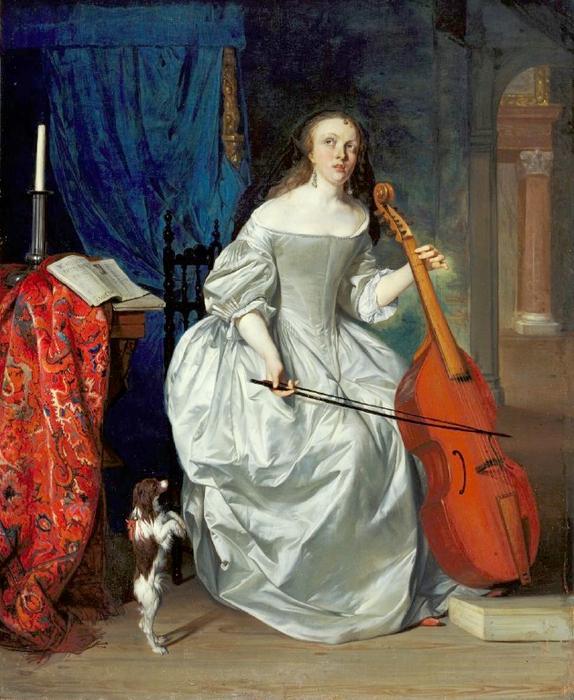 Order Paintings Reproductions Woman Playing the Viola da Gamba by Gabriel Metsu (1629-1667, Netherlands) | ArtsDot.com