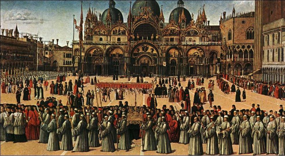 Order Oil Painting Replica Procession in Piazza S. Marco, 1496 by Gentile Bellini (1429-1507, Italy) | ArtsDot.com