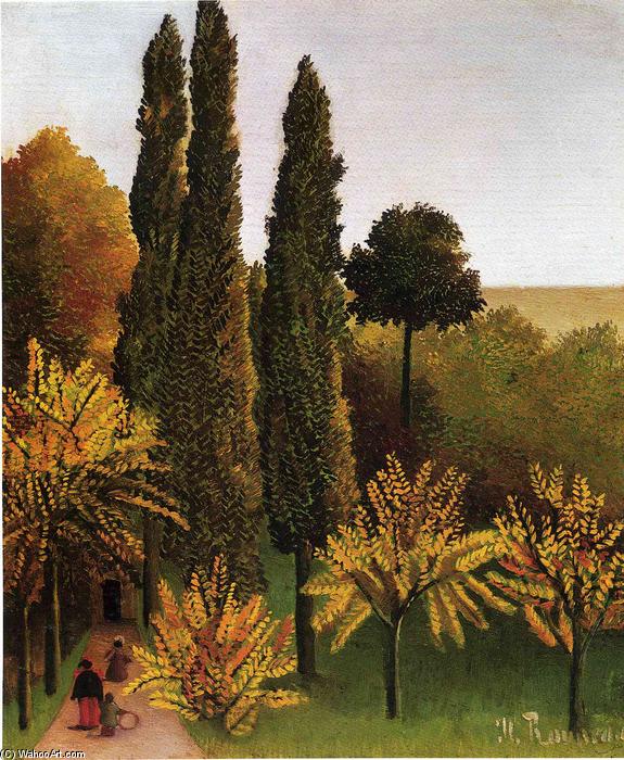 Order Oil Painting Replica Walking in the Parc des Buttes Chaumont, 1909 by Henri Julien Félix Rousseau (Le Douanier) (1844-1910) | ArtsDot.com