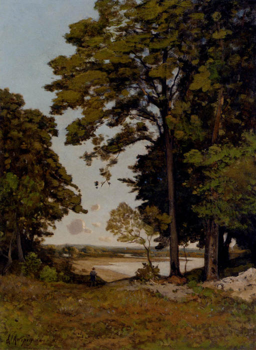 Order Paintings Reproductions A Summer`s Day On The Banks Of The Allier by Henri-Joseph Harpignies (1819-1916, France) | ArtsDot.com