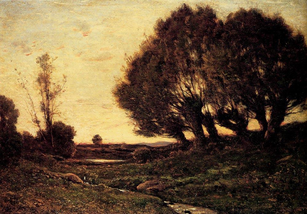 Buy Museum Art Reproductions A Wooded Landscape With A Stream by Henri-Joseph Harpignies (1819-1916, France) | ArtsDot.com