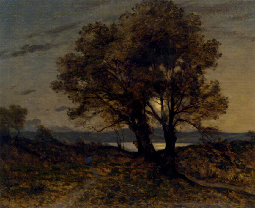 Buy Museum Art Reproductions Landscape at moonlight by Henri-Joseph Harpignies (1819-1916, France) | ArtsDot.com