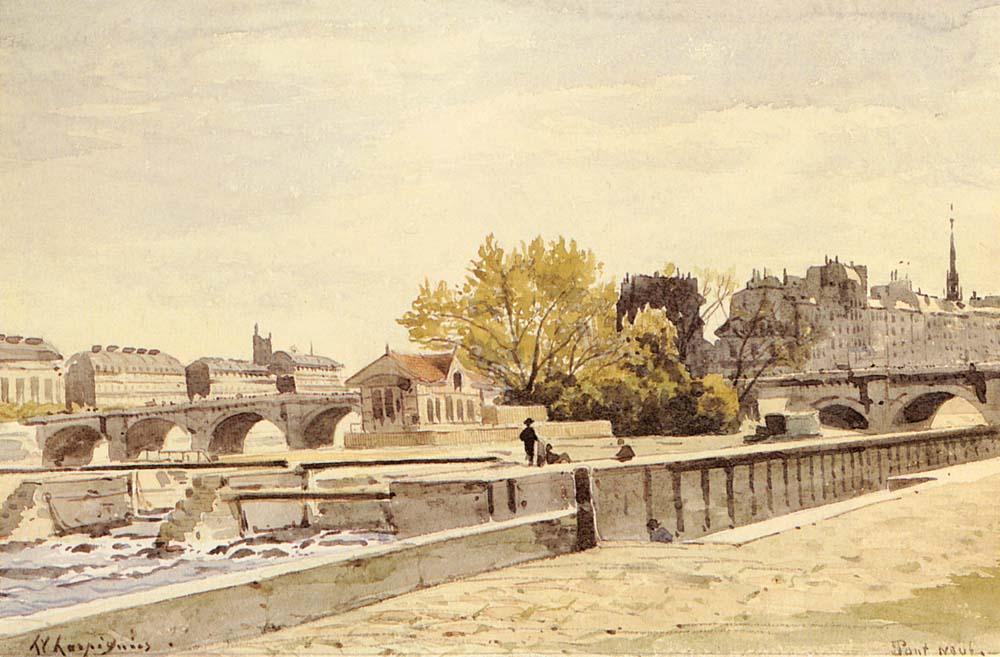 Buy Museum Art Reproductions Pont Neuf, Paris by Henri-Joseph Harpignies (1819-1916, France) | ArtsDot.com
