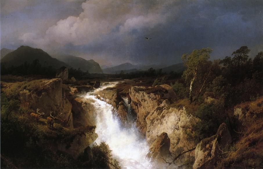 Order Artwork Replica Landscape with Waterfall, 1872 by Herman Herzog (1832-1932, Germany) | ArtsDot.com