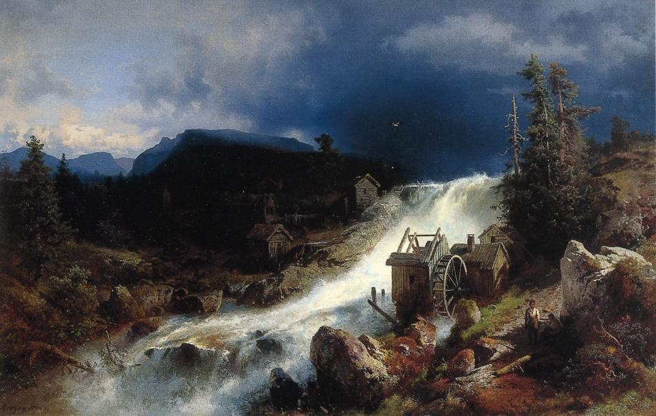 Order Art Reproductions Mountain Landscape with Watermill, 1863 by Herman Herzog (1832-1932, Germany) | ArtsDot.com