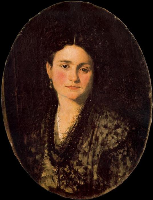 Order Paintings Reproductions Portrait of Doña Teresa Martínez by Ignacio Pinazo Camarlench (1849-1916, Spain) | ArtsDot.com