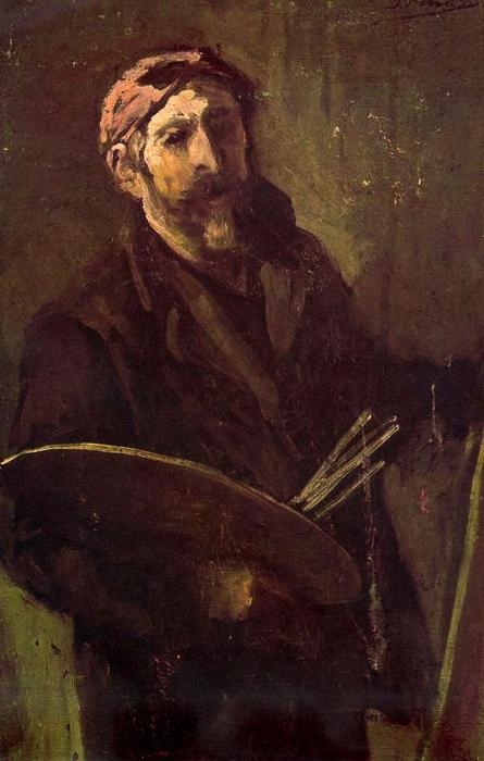 Order Oil Painting Replica Self Portrait with Palette by Ignacio Pinazo Camarlench (1849-1916, Spain) | ArtsDot.com