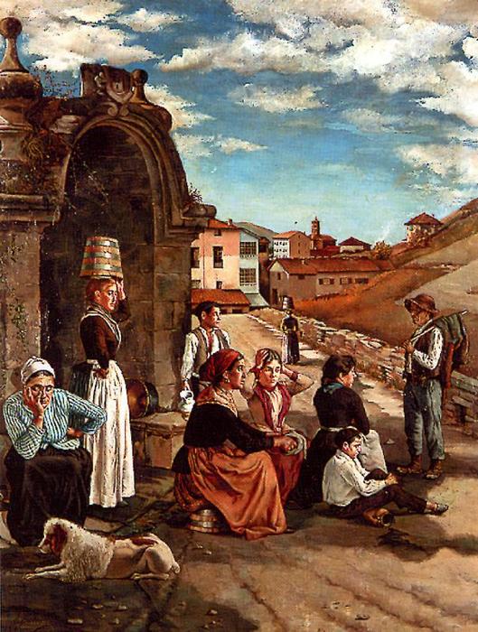 Order Oil Painting Replica The well at Éibar by Ignacio Zuloaga Y Zabaleta (1870-1945, Spain) | ArtsDot.com