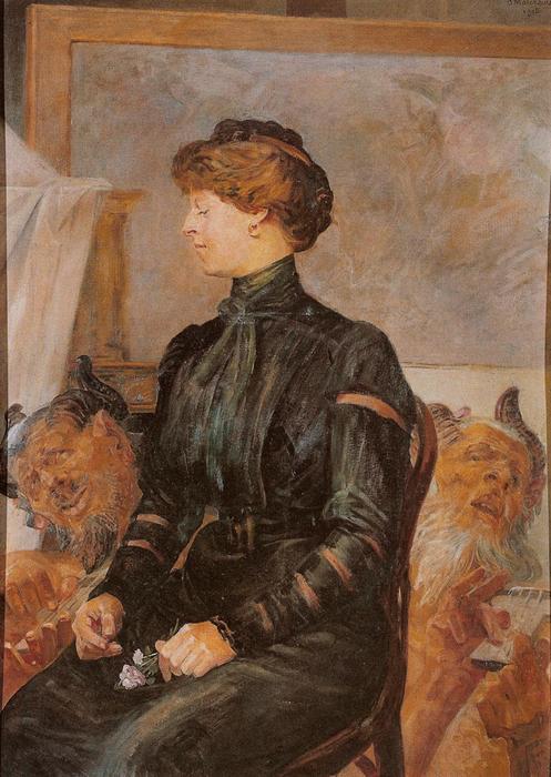 Order Artwork Replica Portrait of the Artist`s Wife with Two Fauns by Jacek Malczewski (1854-1897, United States) | ArtsDot.com