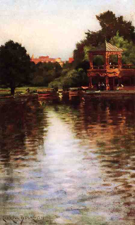 Buy Museum Art Reproductions The Boathouse in Central Park by James Carroll Beckwith (1852-1917, United States) | ArtsDot.com
