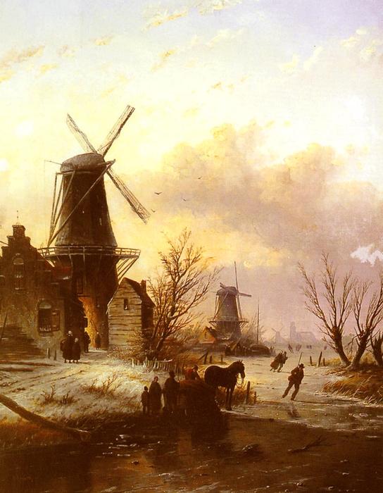 Buy Museum Art Reproductions Skaters on a Frozen River by Jan Jacob Coenraad Spohler (1837-1923, Netherlands) | ArtsDot.com