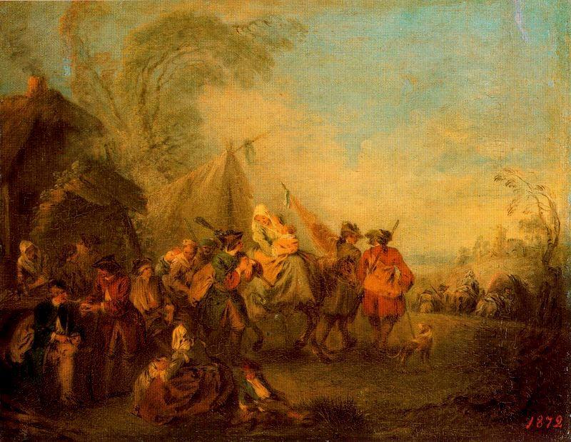 Order Art Reproductions Soldiers Setting out from the Étape by Jean-Baptiste Pater (1695-1736, France) | ArtsDot.com