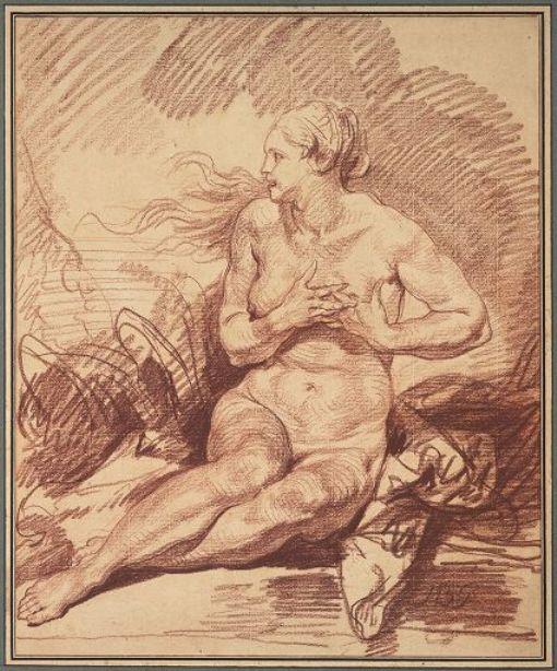 Buy Museum Art Reproductions Seated Female Nude by Jean-Baptiste Greuze (1725-1805, France) | ArtsDot.com