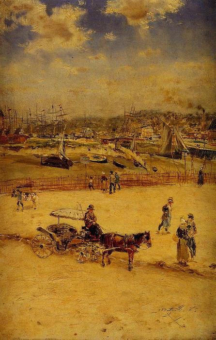 Order Art Reproductions The Beach at Trouville by Jean-François Raffaelli (1850-1924, France) | ArtsDot.com