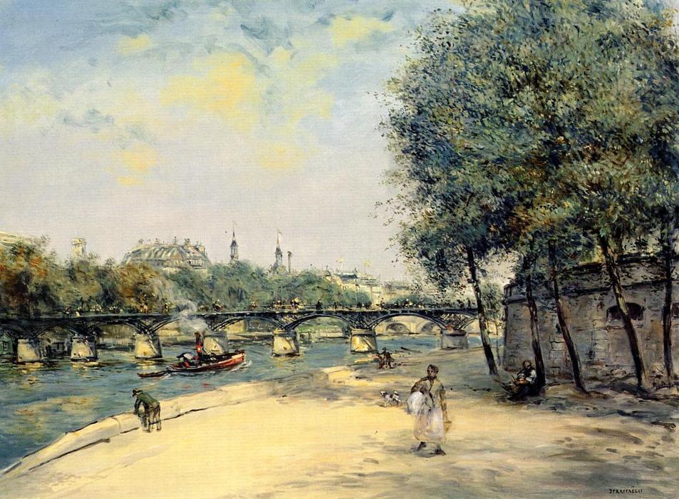 Order Paintings Reproductions The Institute de France and the Pont des Arts, Paris by Jean-François Raffaelli (1850-1924, France) | ArtsDot.com