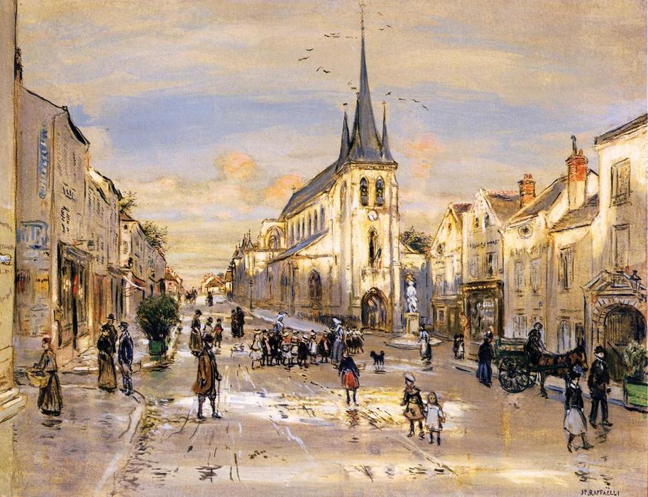 Order Art Reproductions The Place Saint-Jean in Nemours, 1912 by Jean-François Raffaelli (1850-1924, France) | ArtsDot.com