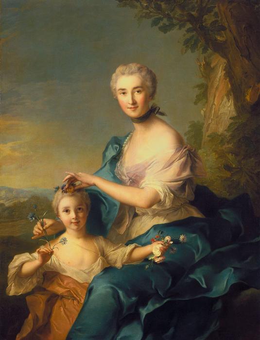 Order Artwork Replica Madame Crozat de Thiers and Her Daughter by Jean-Marc Nattier (1685-1766, France) | ArtsDot.com