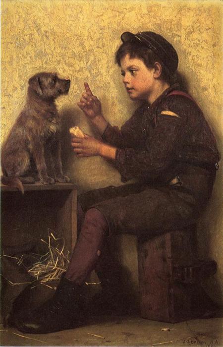 Order Oil Painting Replica The Lesson, 1886 by John George Brown (1831-1913, United Kingdom) | ArtsDot.com