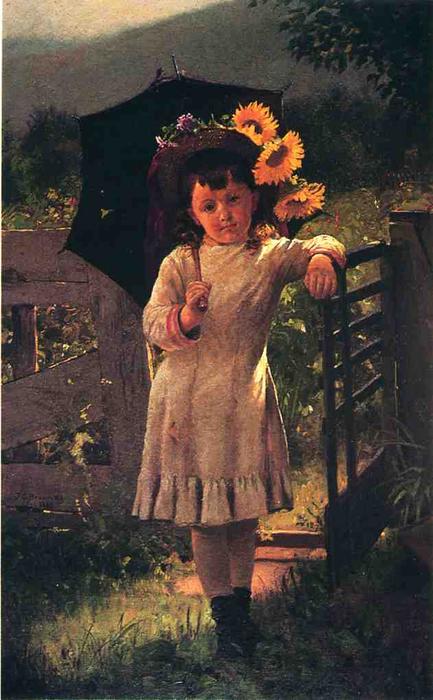 Order Paintings Reproductions The Sunflower Girl, 1880 by John George Brown (1831-1913, United Kingdom) | ArtsDot.com