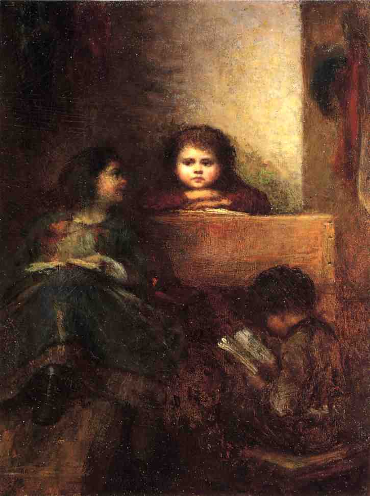 Order Art Reproductions Children Reading by Jonathan Eastman Johnson (1824-1906, United Kingdom) | ArtsDot.com