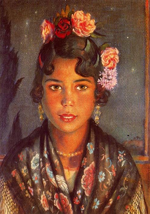 Order Paintings Reproductions Concha, the gypsy girl by Jorge Apperley (George Owen Wynne Apperley) (Inspired By) (1884-1960, United Kingdom) | ArtsDot.com