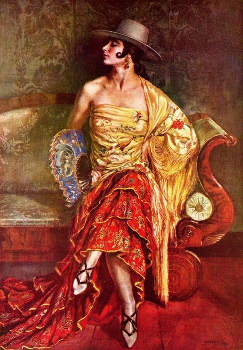 Order Oil Painting Replica Flamenca by Jorge Apperley (George Owen Wynne Apperley) (Inspired By) (1884-1960, United Kingdom) | ArtsDot.com
