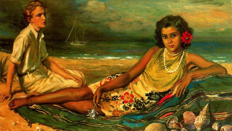 Order Oil Painting Replica Sea Idyll (Tahiti) by Jorge Apperley (George Owen Wynne Apperley) (Inspired By) (1884-1960, United Kingdom) | ArtsDot.com