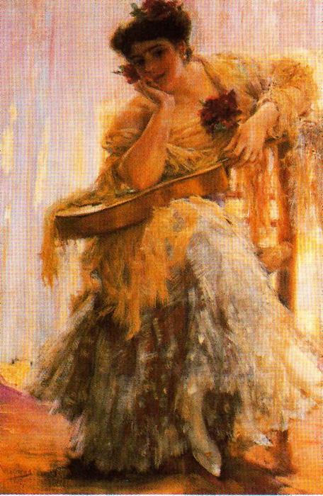 Order Oil Painting Replica Carmen The Guitar Player by José Villegas Cordero (1844-1921, Spain) | ArtsDot.com