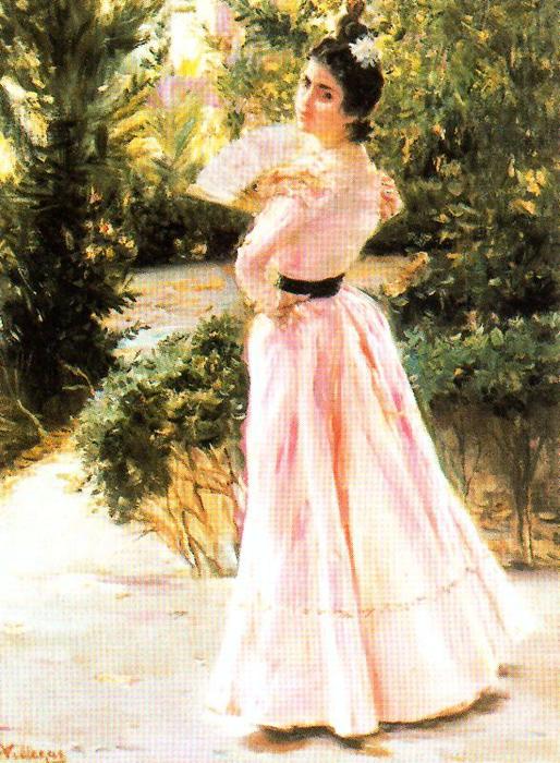 Order Oil Painting Replica The Pink Dress by José Villegas Cordero (1844-1921, Spain) | ArtsDot.com