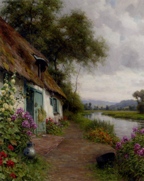 Order Oil Painting Replica A Riverside Cottage by Louis Aston Knight (1873-1948, France) | ArtsDot.com