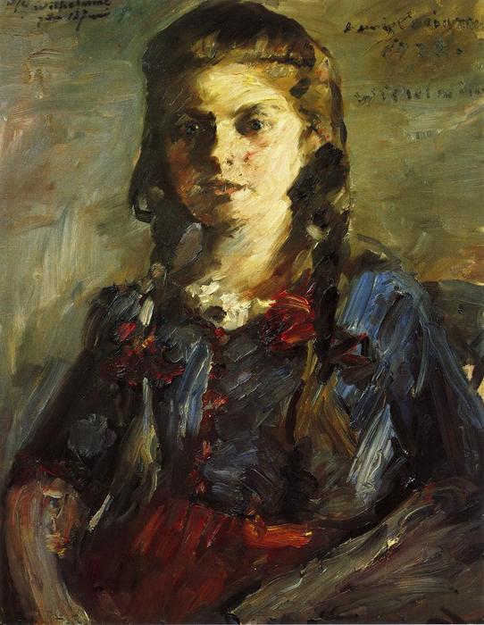 Order Oil Painting Replica Portrait of Wilhelmine with Her Hair in Braids, 1922 by Lovis Corinth (Franz Heinrich Louis) (1858-1925, Netherlands) | ArtsDot.com