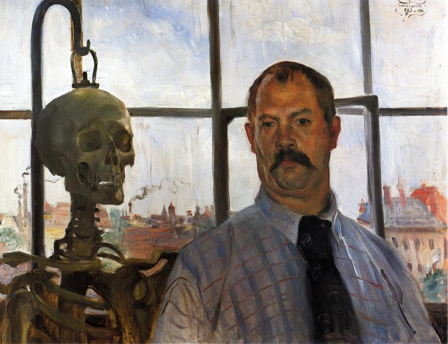 Order Art Reproductions Self Portrait with Skeleton, 1896 by Lovis Corinth (Franz Heinrich Louis) (1858-1925, Netherlands) | ArtsDot.com