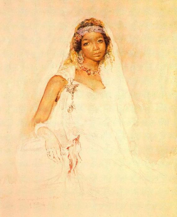 Order Art Reproductions Portrait of a young Moroccan girl by Mariano Fortuny (1871-1949, Spain) | ArtsDot.com