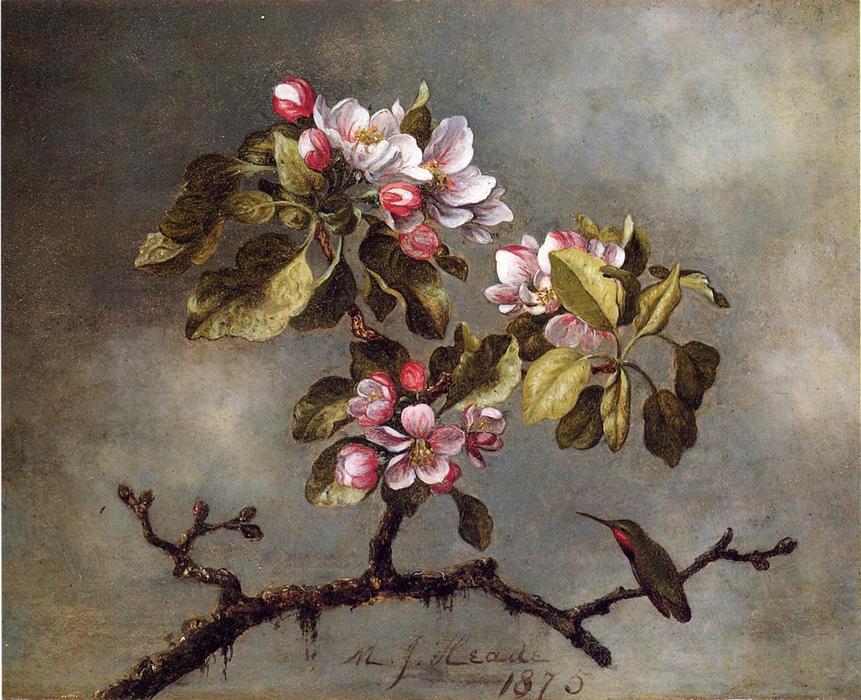 Buy Museum Art Reproductions Apple Blossoms and Hummingbird by Martin Johnson Heade (1819-1904, United States) | ArtsDot.com