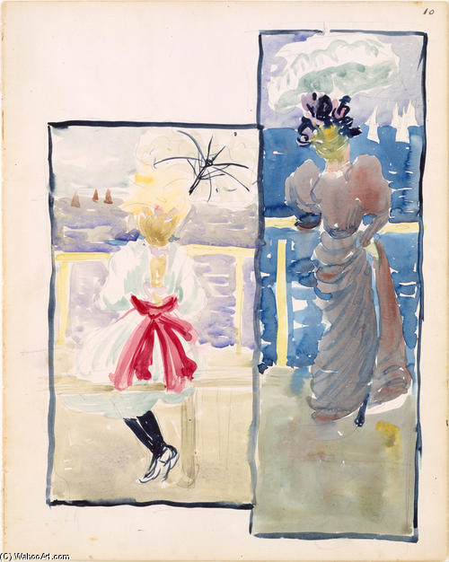 Order Artwork Replica A young girl and a woman gazing out to sea by Maurice Brazil Prendergast (1858-1924, Canada) | ArtsDot.com