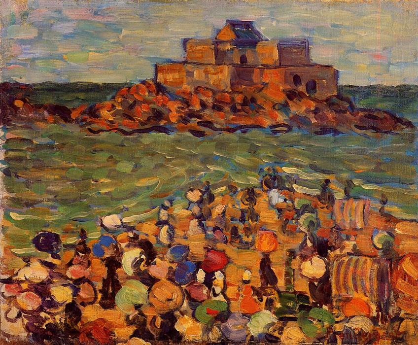 Order Paintings Reproductions Chateaubriand`s Tomb, St Malo (aka St. Malo - Chateaubriand`s Tomb) by Maurice Brazil Prendergast (1858-1924, Canada) | ArtsDot.com