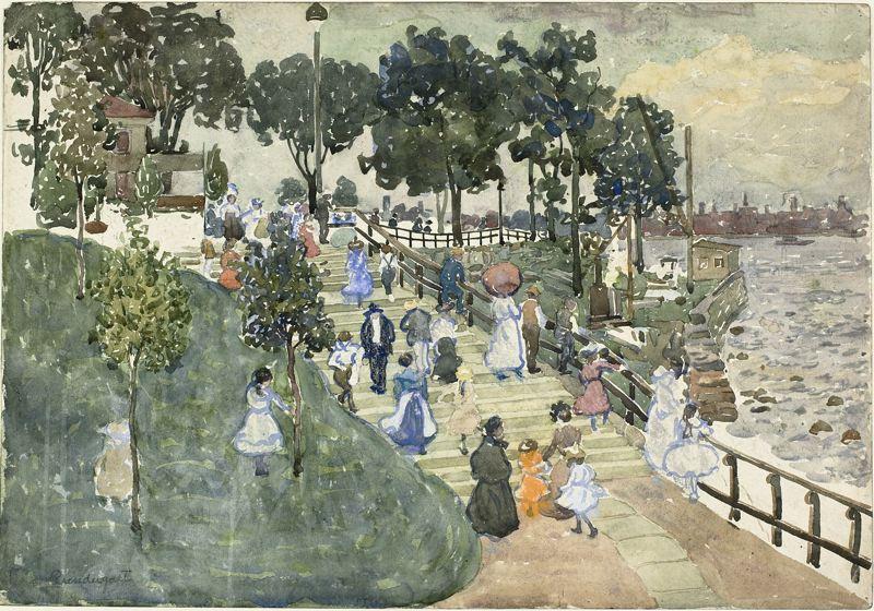 Order Art Reproductions New York City, 86th Street and East River by Maurice Brazil Prendergast (1858-1924, Canada) | ArtsDot.com