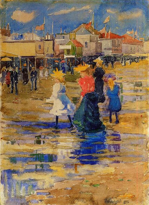 Order Paintings Reproductions Revere Beach by Maurice Brazil Prendergast (1858-1924, Canada) | ArtsDot.com