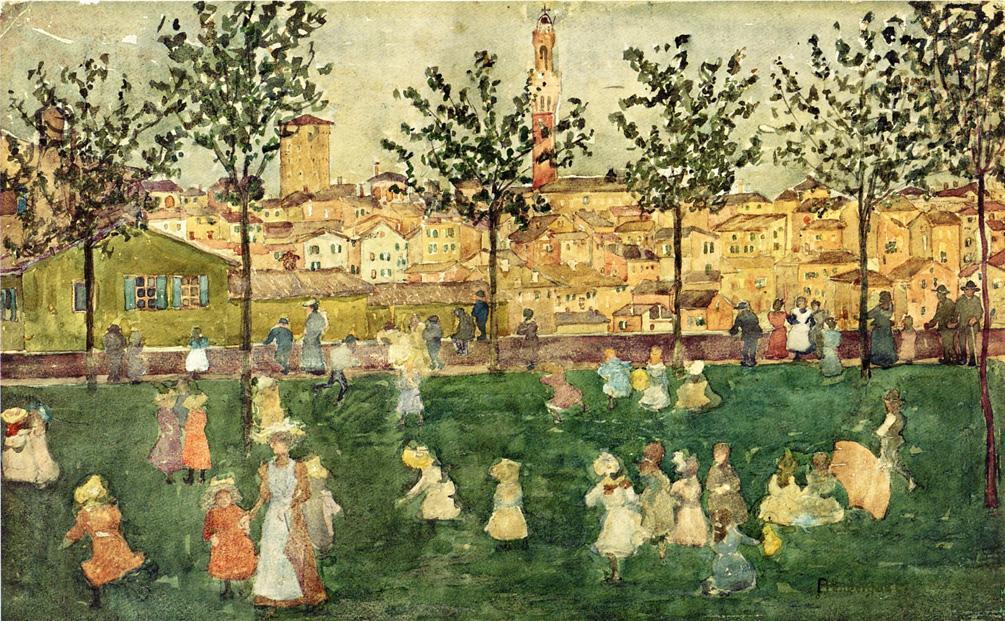 Order Paintings Reproductions Sienna by Maurice Brazil Prendergast (1858-1924, Canada) | ArtsDot.com
