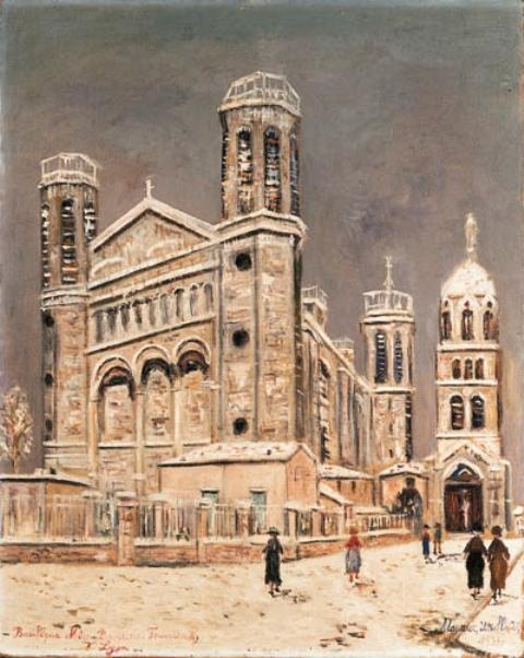 Order Oil Painting Replica Basilique Notre Dame-de-Fournires, Lyon by Maurice Utrillo (Inspired By) (1883-1955, France) | ArtsDot.com