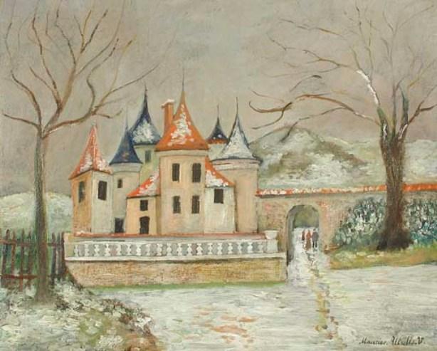 Order Oil Painting Replica The small castle in the snow by Maurice Utrillo (Inspired By) (1883-1955, France) | ArtsDot.com