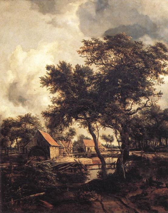 Order Art Reproductions The Water Mill 1 by Meindert Hobbema (1638-1709, Netherlands) | ArtsDot.com