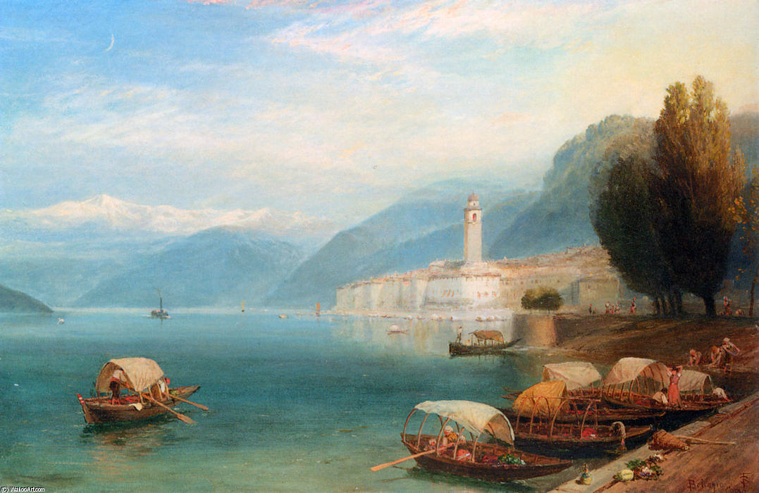 Order Paintings Reproductions Lake Como by Myles Birket Foster (1825-1899, United Kingdom) | ArtsDot.com