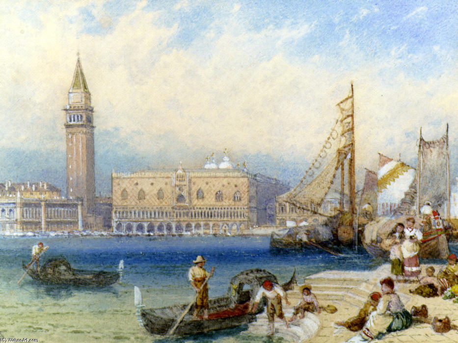 Order Oil Painting Replica St. Mark`s And The Ducal Palace From San Giorgio Maggiore by Myles Birket Foster (1825-1899, United Kingdom) | ArtsDot.com